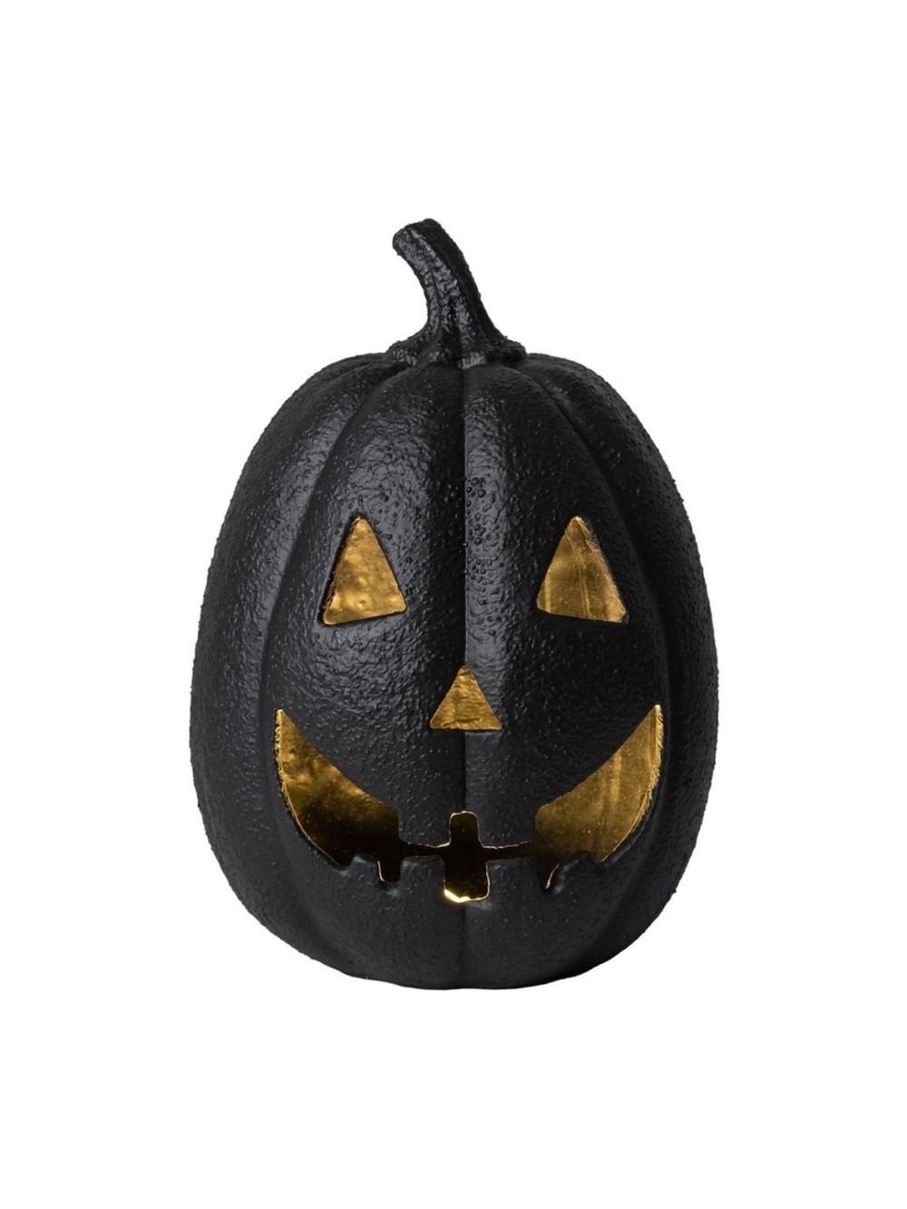 My Texas House Jack-o'-Lantern Black Resin Pumpkin 13" LED Halloween Decor